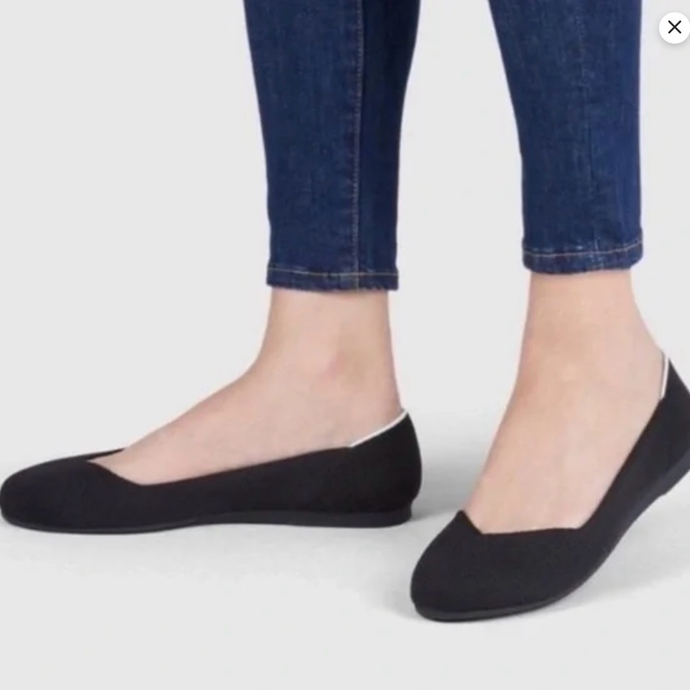 Rothy's Black Ballet Flats with White Trim